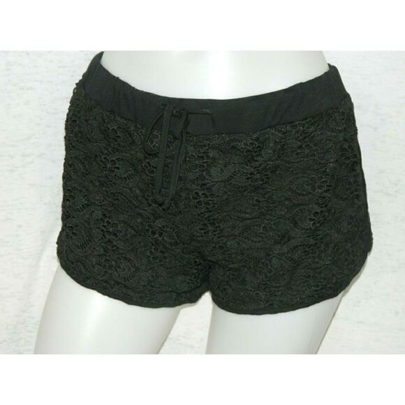 Pol Clothing Shorts Black Crochet Drawstring‎ - Picture 1 of 6